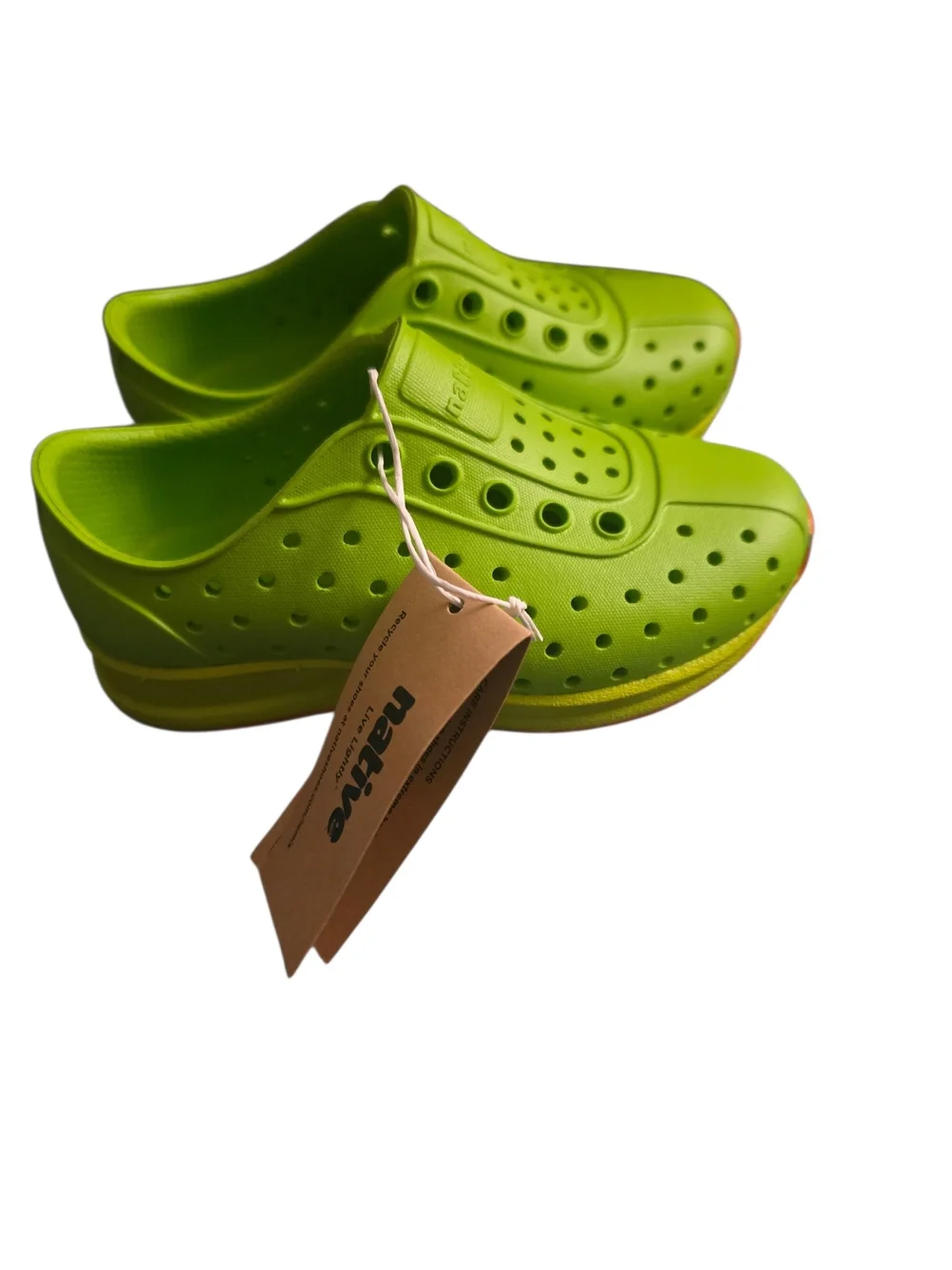 Native Kids Jefferson Slip-On Shoes in Lime Green C7